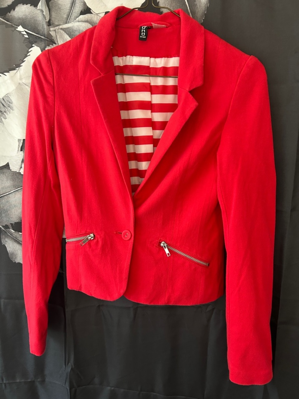 Divided Bright Red Women's Blazer with Zip Pockets